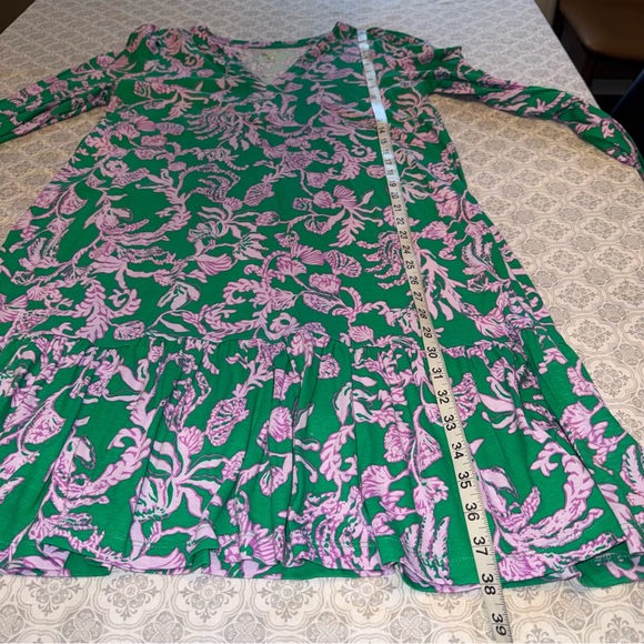 Lilly Pulitzer Alyssa A-Line Long Sleeve Dress in Brazilian Green Salty Sandbar - Picture 15 of 16